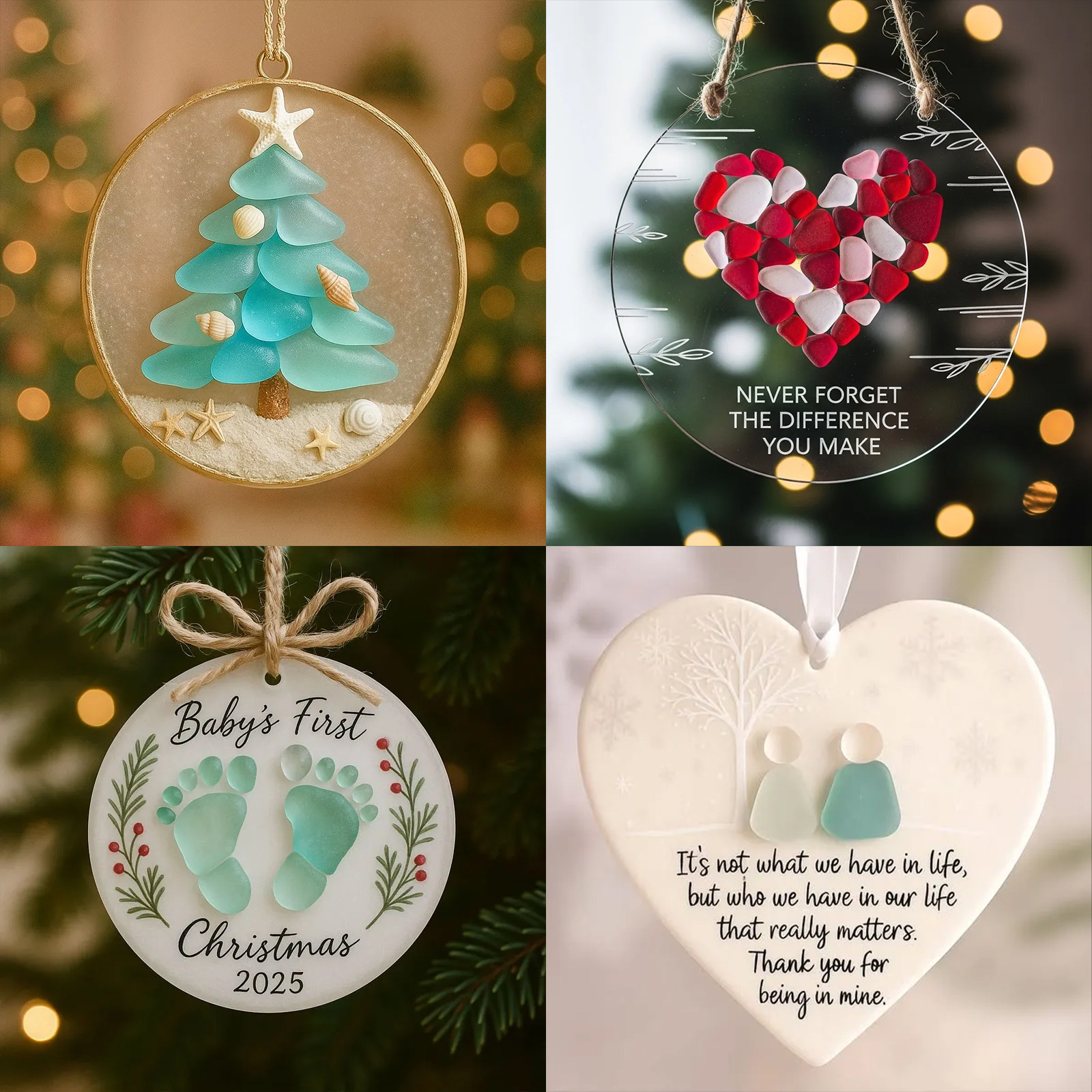 跨境Christmas Tree Ornament陶瓷透明玻璃材质圣诞树装饰品挂件