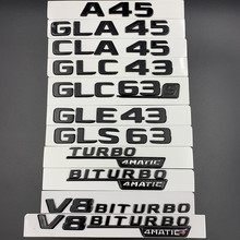 奔驰车标改装AMGA45 CLA45 GLC63 GLA GLE GLS标志尾标后标亮黑色