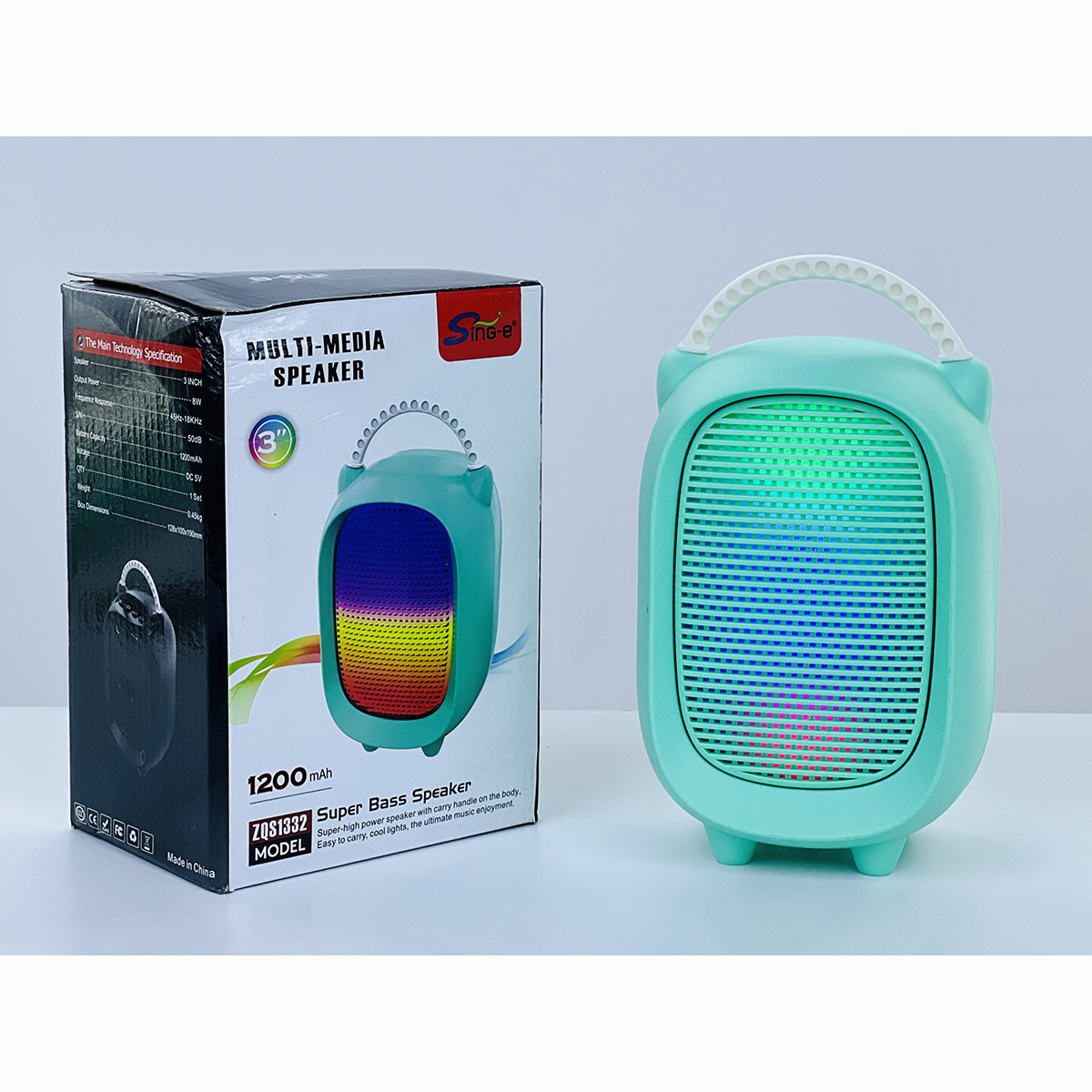 New ZQS-1332 Bluetooth Speaker 3-Inch Portable Rgb Lamp Audio Portable Wireless Hot Sale Small Foreign Trade Popular Style