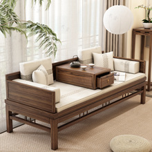 新中式推拉罗汉床罗汉简约老榆木伸缩两用沙发禅意小户型复古茶台