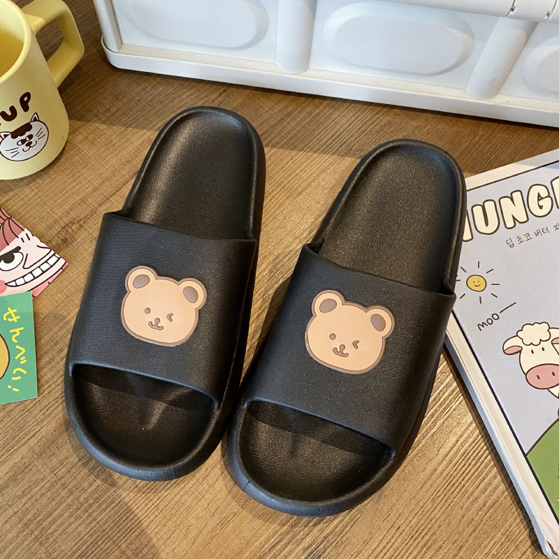 Summer New Slip-on Slippers Women's Cartoon Bear Slippers Men's Home Household Non Slip Outdoor Flip Flops Wholesale