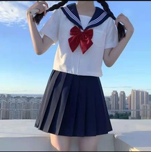 酷舍基础款关西襟黑领白三本中间服绀色白色JK制服双档水手服制服