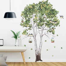 夏季清新绿植居家背景墙贴纸客厅卧室装饰自粘贴画AY10292桦树