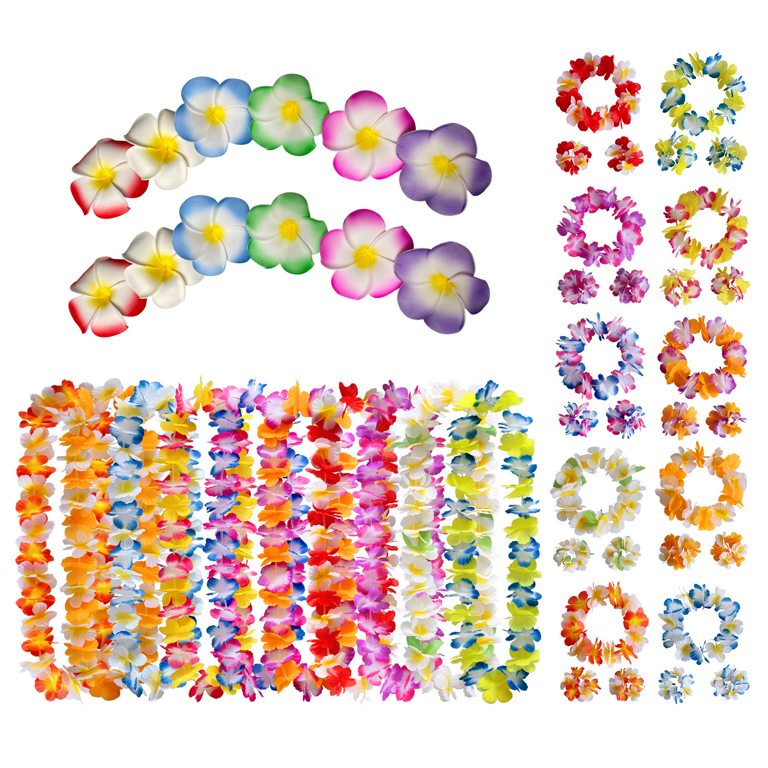 Hawaii Two-Tone Petal Classic Garland 40PCs Colorful Necklace Bracelet Wreath Party Prom Dress up Props