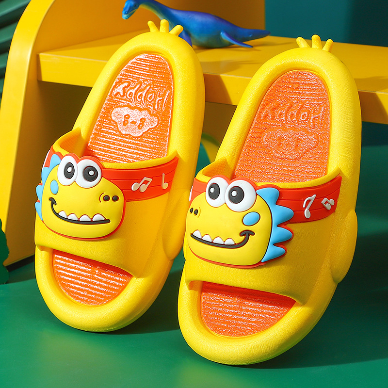 Children's Slippers Summer Home Indoor Non-Slip Cartoon Little Dinosaur Boys and Girls Baby Soft Bottom Sandals Can Be Worn outside