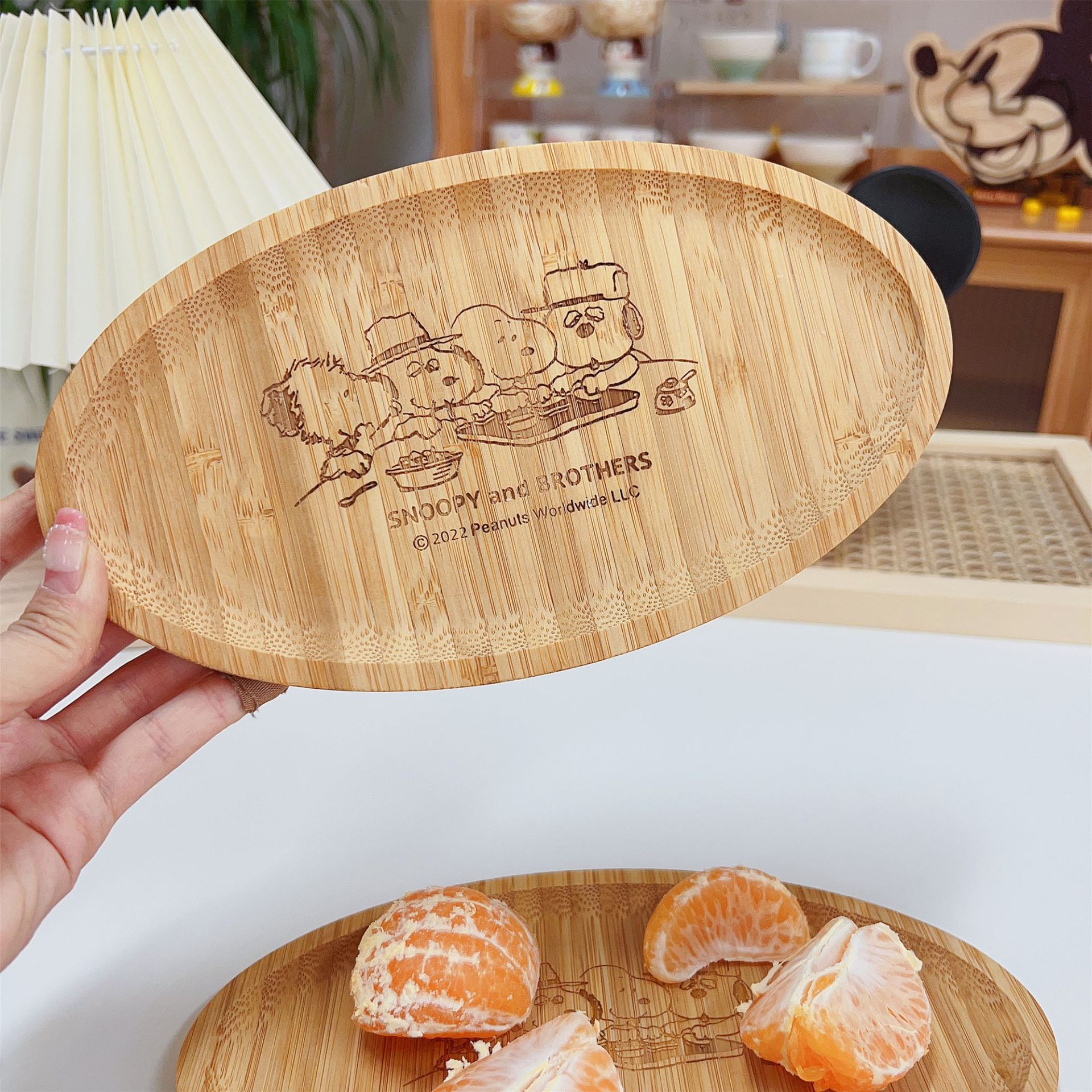 日式竹制餐盘户外椭圆形水果盘甜品糕点餐盘托盘家用桌面干果盘