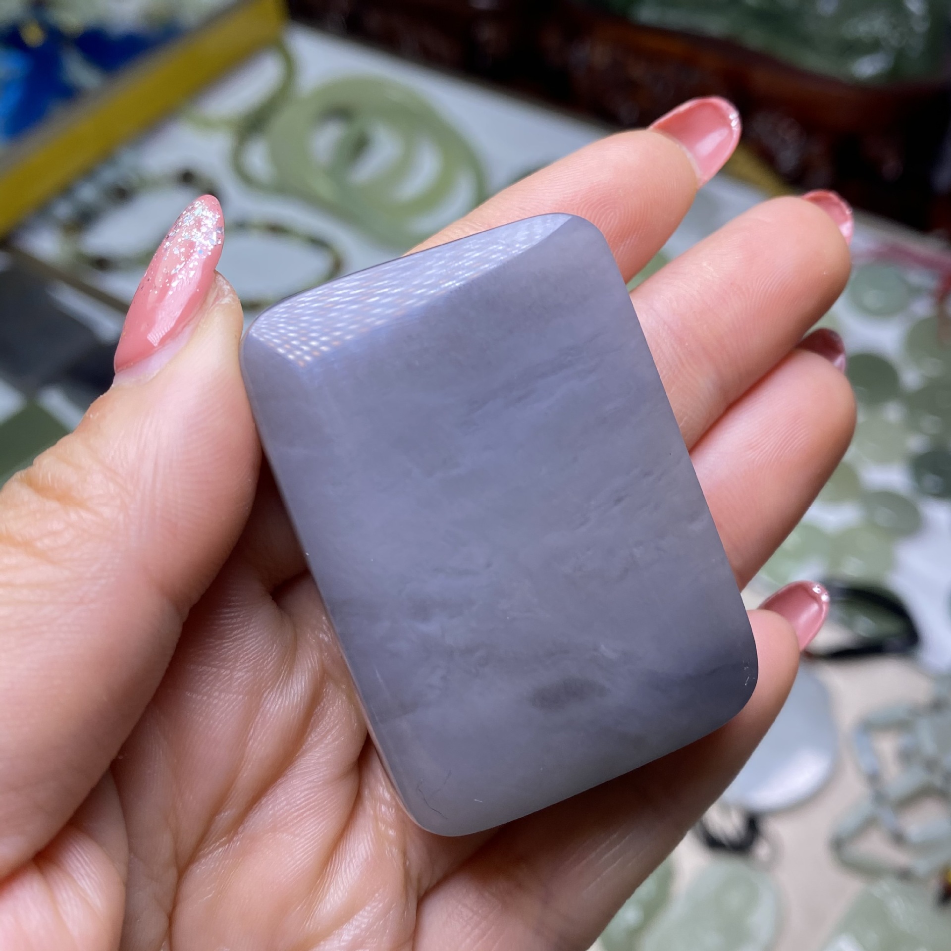 新疆和田玉烟紫玉牌 平安无事面包牌挂坠挂件男士牌子批发