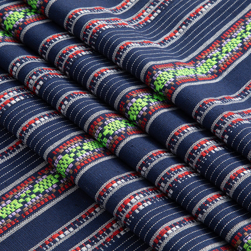 布料少数民族提花布波西米亚云南海南苗族彩色编织布裙子衣服面料