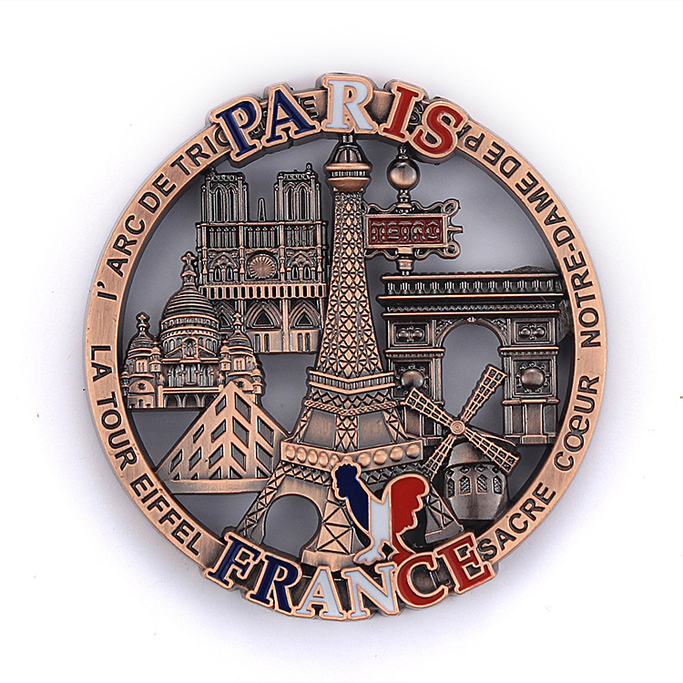 France Paris Metal Refrigerator Stickers Tourist Souvenir Zinc Alloy Fridge Magnet Customized Gift