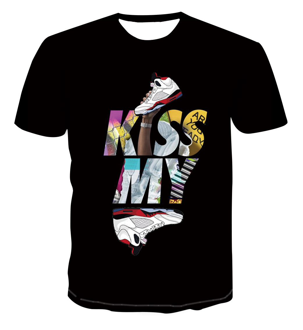 男士休闲t恤 数码印花3d男士时尚个性创意短袖上衣 夏季宽松短袖