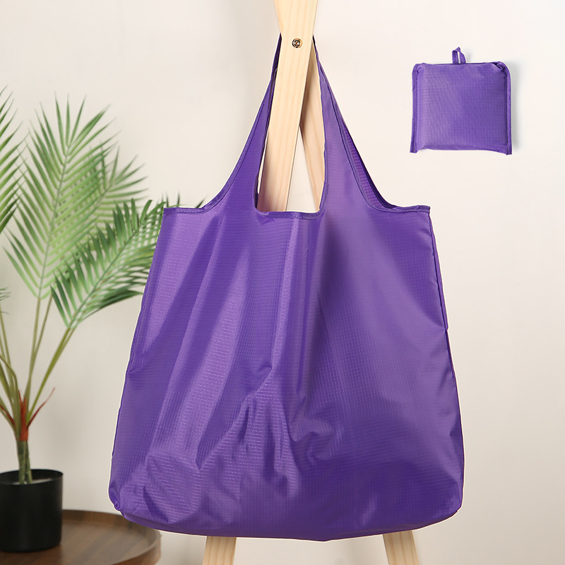 Factory in Stock Multi-Color Large Capacity Folding Shopping Bag Korean Style Solid Color Waterproof Oxford Cloth Portable Shopping Bag