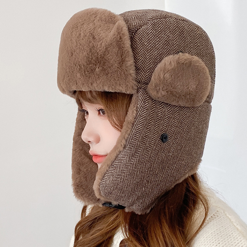 棉帽子男士冬季保暖雷锋帽女潮加厚护耳骑车东北防寒复古火车头帽