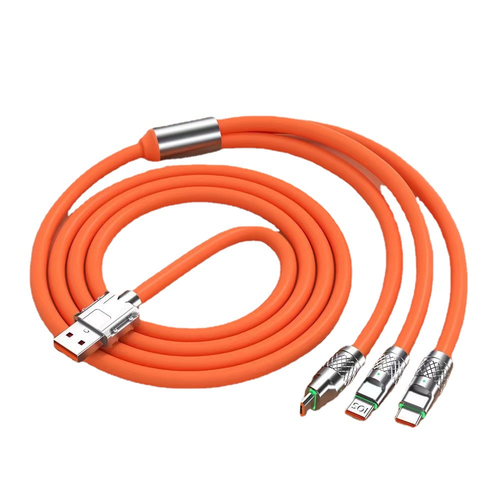 Applicable to Huawei Mobile Phone Zinc Alloy One-to-Three-Machine Customer Line 120W Super Large Current Data Cable