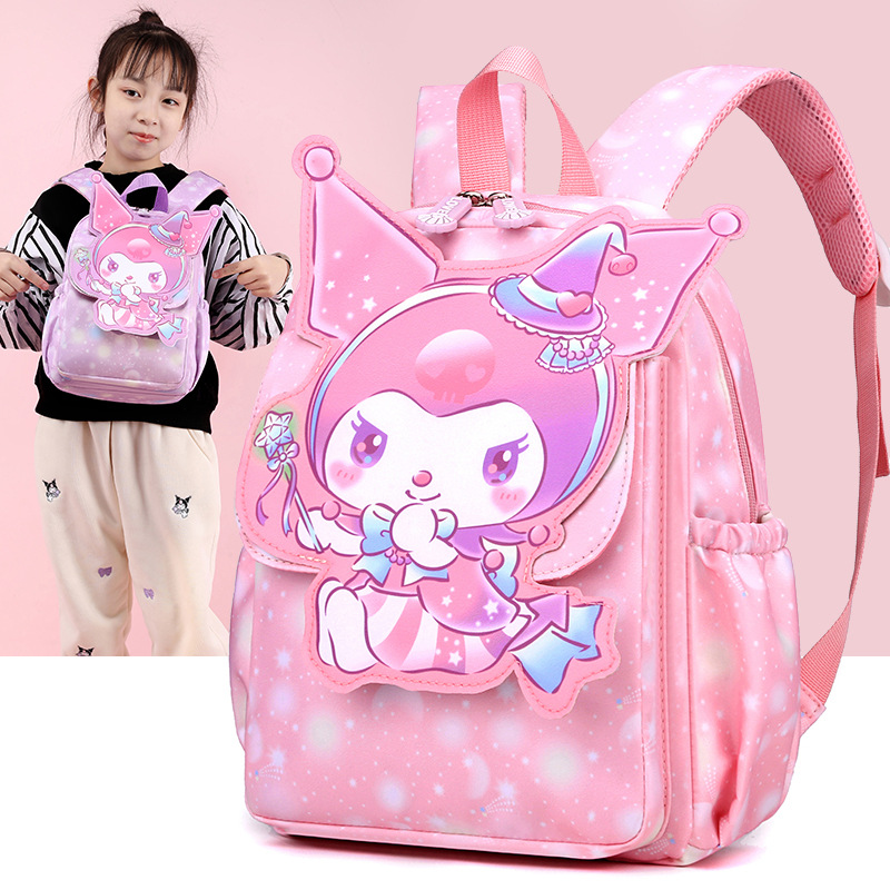 新款幼儿园书包女孩小学生时尚双肩包拼接卡通上学夜光安全背包