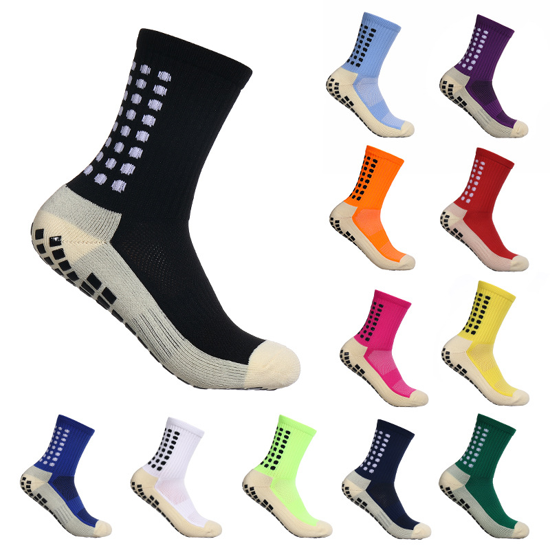 Cross-Border Hot Selling Professional Thick Towel Bottom Sweat Absorbing and Deodorant Glue Dispensing Non-Slip Football Soccer Socks Yoga Socks