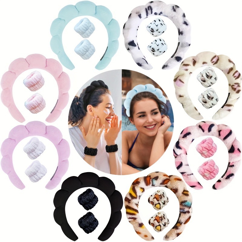 Europe and America Cross Border Hot High Skull Top Hair Accessories Female Face Wash Bath Cloud Sponge Headband Makeup Makeup Removal Bandeau Headband