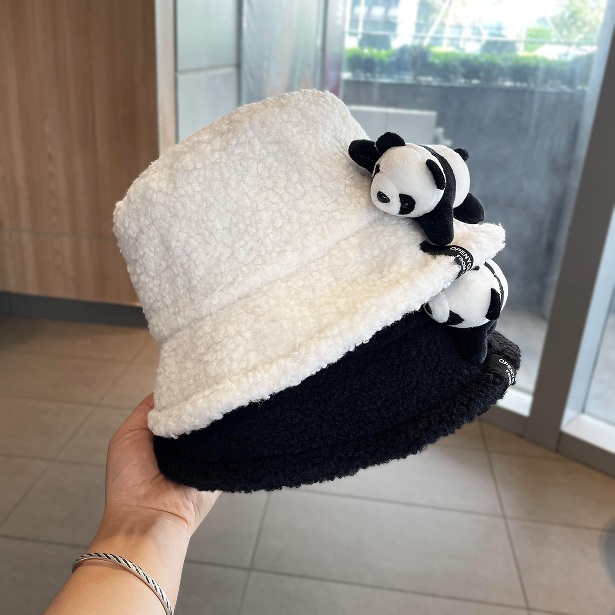 Cartoon Three-Dimensional Bear Bucket Hat Women‘s Autumn and Winter Korean Style Lamb Wool Warm Bucket Hat Cute Wild Plush Hat