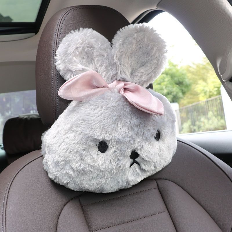Automotive Headrest Cartoon Cute Rabbit Headrest Lumbar Support Pillow Car Neck Pillow Waist Pad Creative Car Interior Design Accessories Set