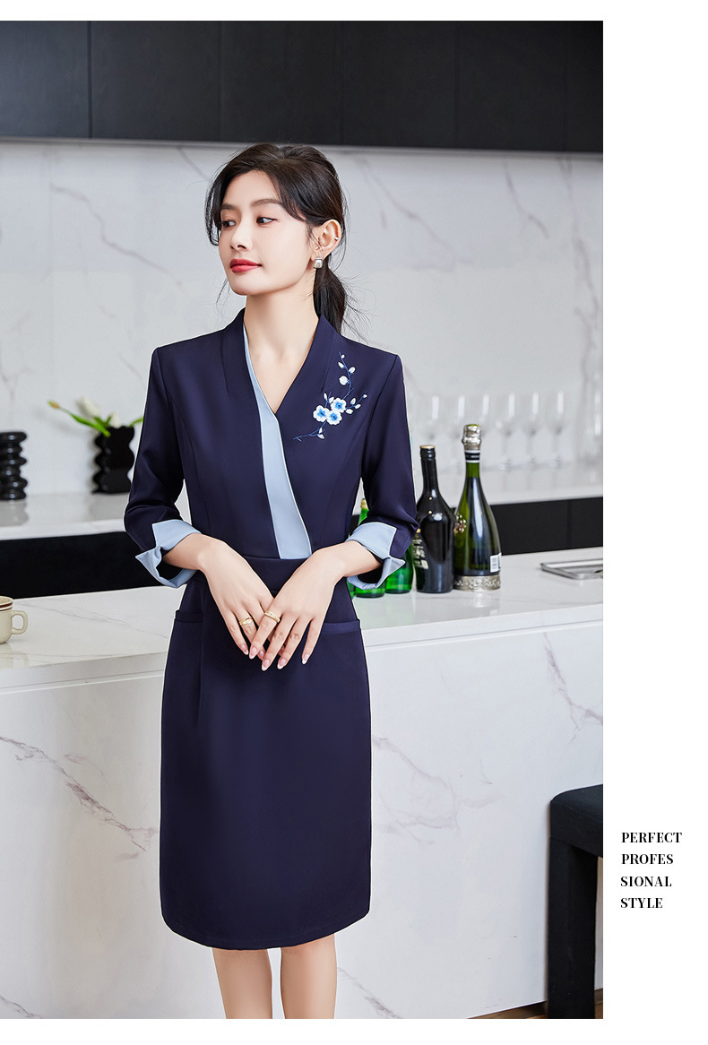 职业连衣裙女春款通勤气质酒店前台迎宾工装美容顾问珠宝店工作服