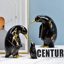 欧式动物企鹅创意摆件家居客厅桌面装饰品玄关书架摆设树脂工艺品
