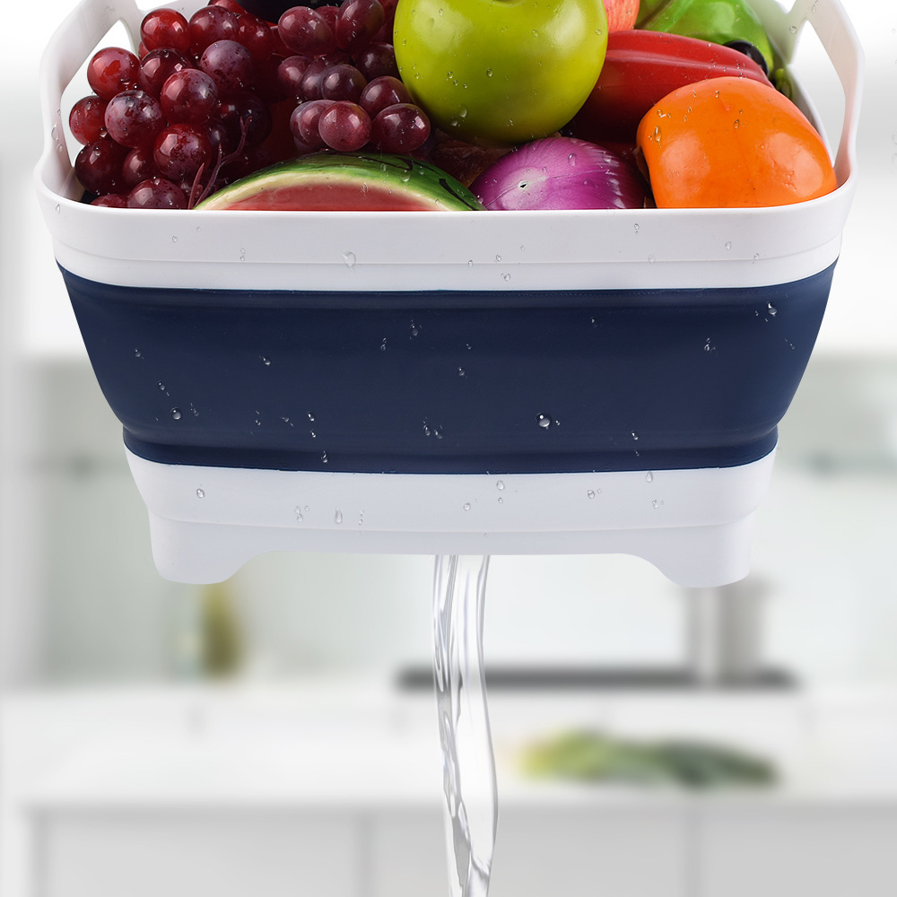 折叠洗碗盘水果蔬菜硅胶盆厨房过水槽漏勺沥水篮过滤器洗碗盆批发