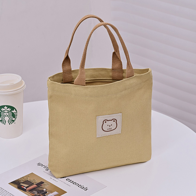 Niche Japanese Canvas Handbags Large Capacity Office Worker Commuter Lunch Bag Simple and Versatile Mori Style Storage Bag