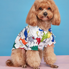 猫狗通用春夏新款宠物衣服批发跨境货源海滨度假风恐龙图案衬衫