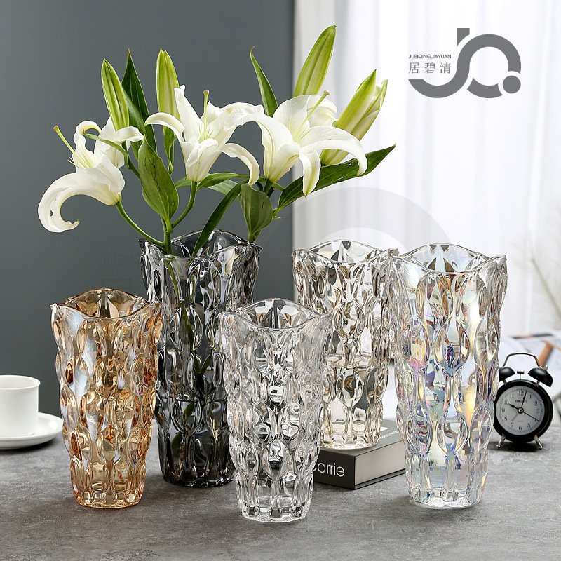 nordic light luxury ins style glass vase high sense internet celebrity transparent living room home decoration decoration lily flowers
