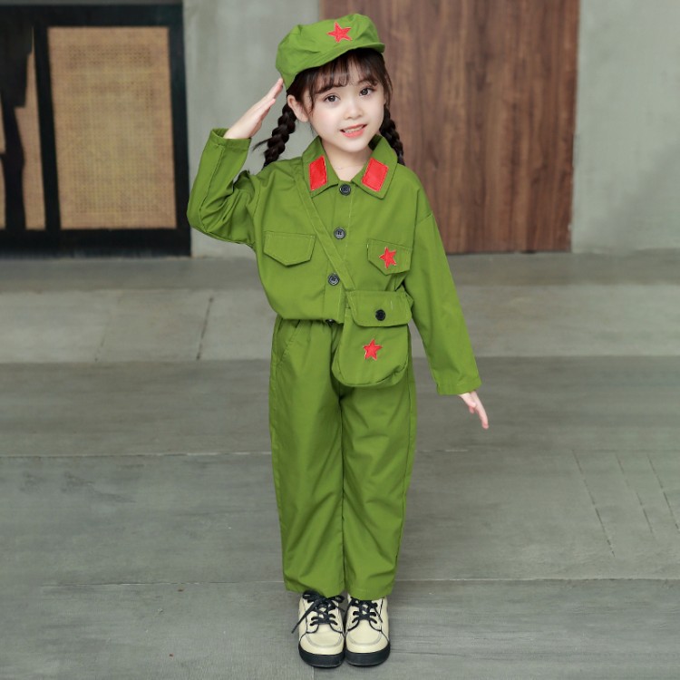 女童红军套装儿童秋装洋气演出服女孩春秋小红军网红长袖衣服童装