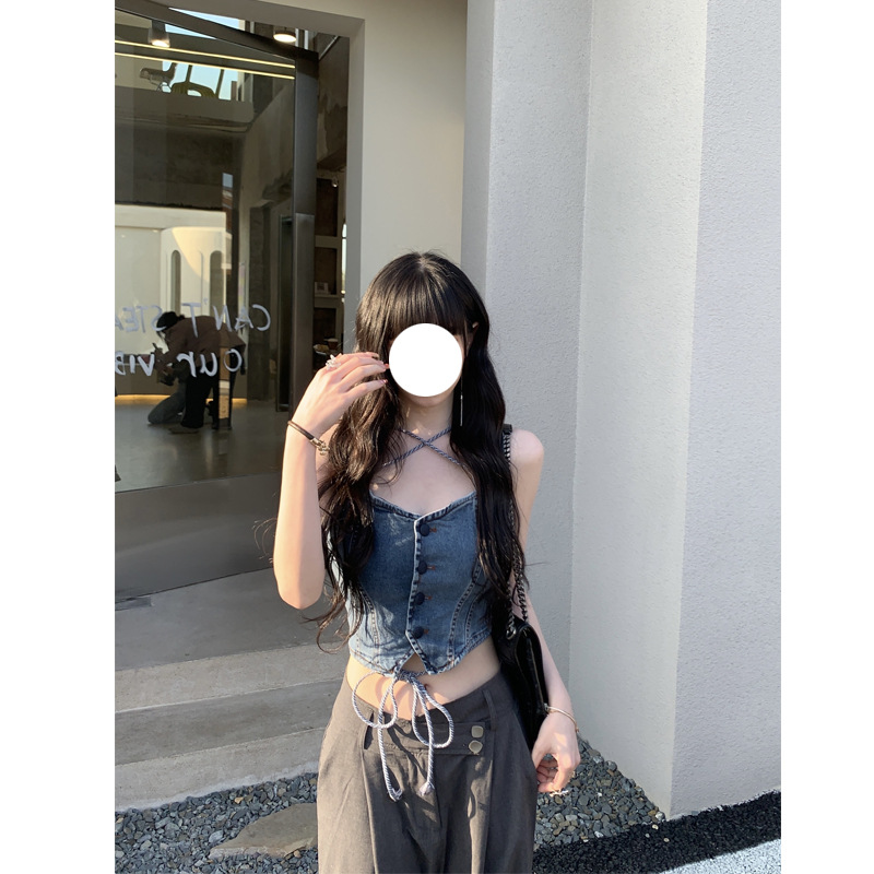 吊带牛仔衣性感图片