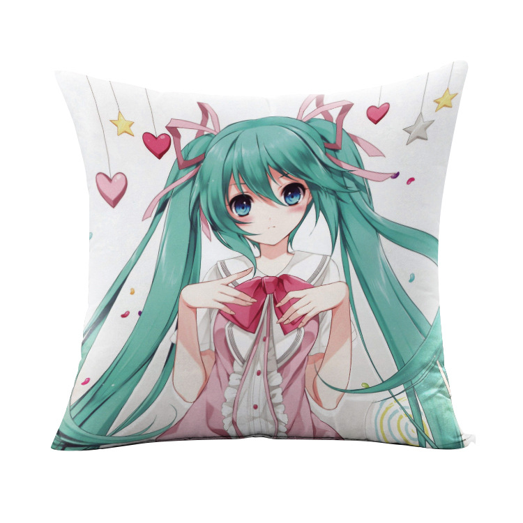 动漫周边抱枕 初音未来方形抱枕 居家抱枕客房客厅靠垫水晶绒抱枕