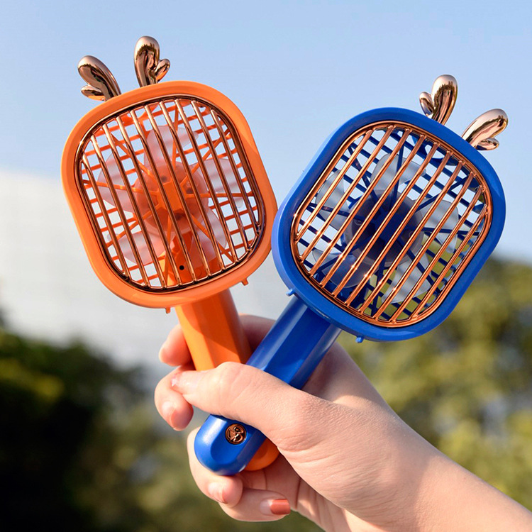 雅色小鹿炫金手持折叠小风扇三档桌面便携充电宿舍社区团购电风扇