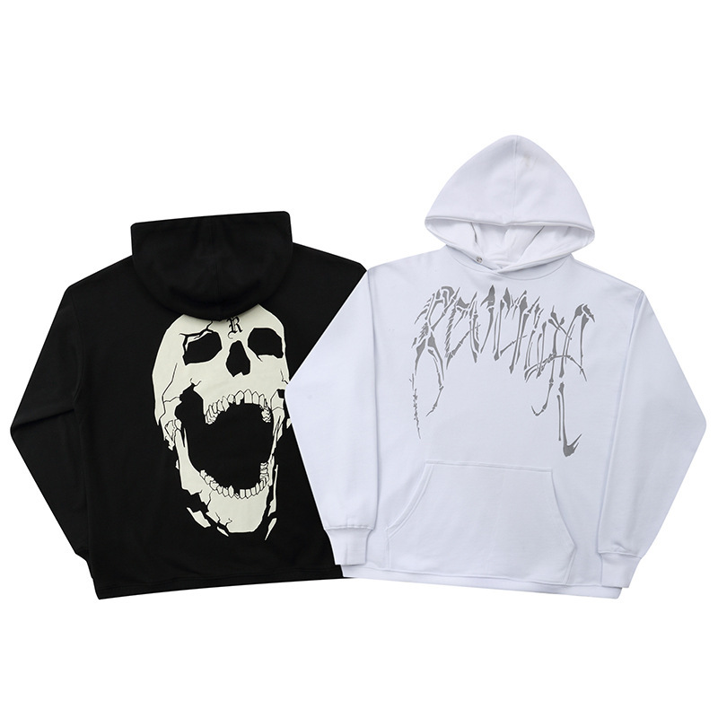 2021秋冬新款美潮revenge胸前骷髅龙骨logo印花男女连帽套头卫衣