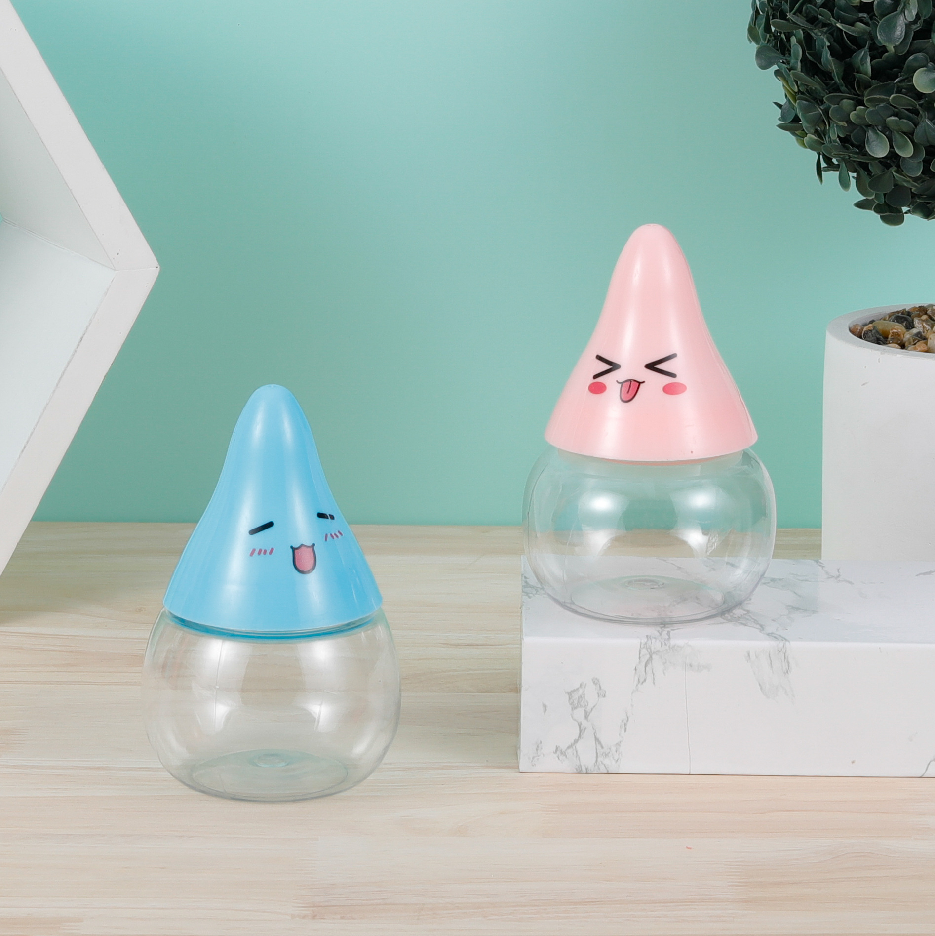 塑料罐pet透明小胖星 白色瓶密封带盖卡通胖大星食品水晶泥塑料瓶