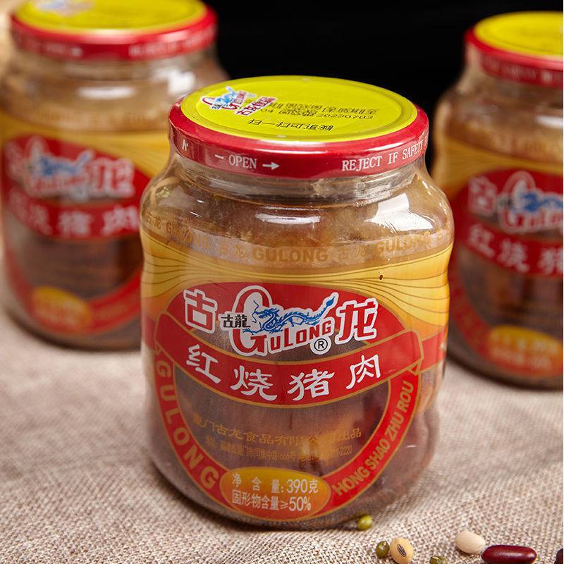 古龙食品红烧猪肉罐头390g速食猪脚排骨红烧肉罐头煮粉面下饭炖菜