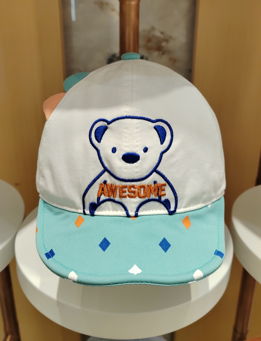 Children's Hat Peaked Cap Dudula Children's Sun Hat Colorful Rhombus Pattern Bear with Tongue Hat