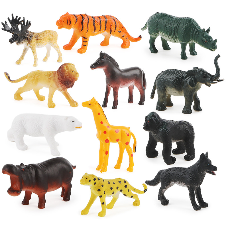 Cross-Border Animal Model Simulation Solid Plastic Wild Tiger Lion Rhinoceros Giraffe Elephant Toy Generation