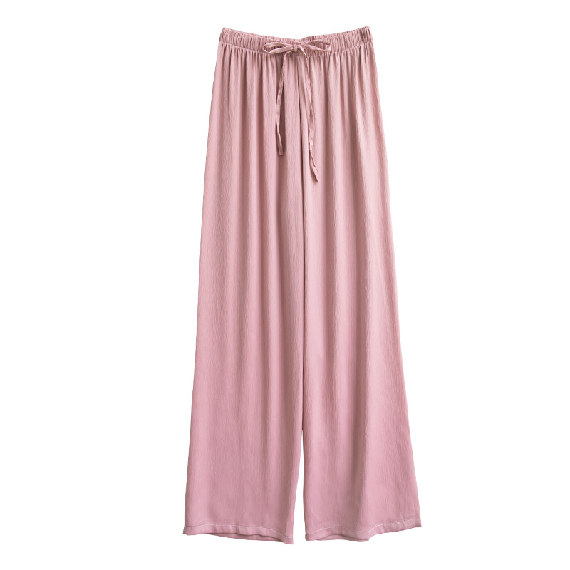 Acetate Wide-Leg Pants Women's Summer Thin High Waist Silky Loose Drooping Sun Protection Satin Casual Pants Ice Silk Straight-Leg Pants Women Clothes