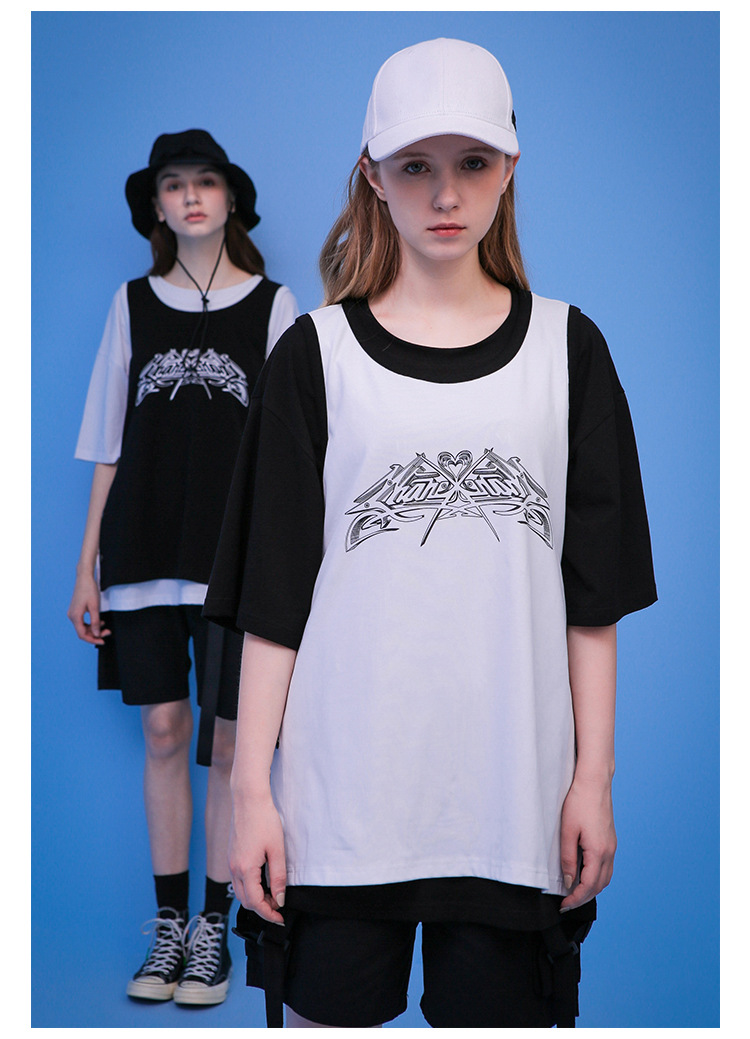 bf风宽松工字无袖运动背心女外穿嘻哈学生篮球球衣夏季薄款