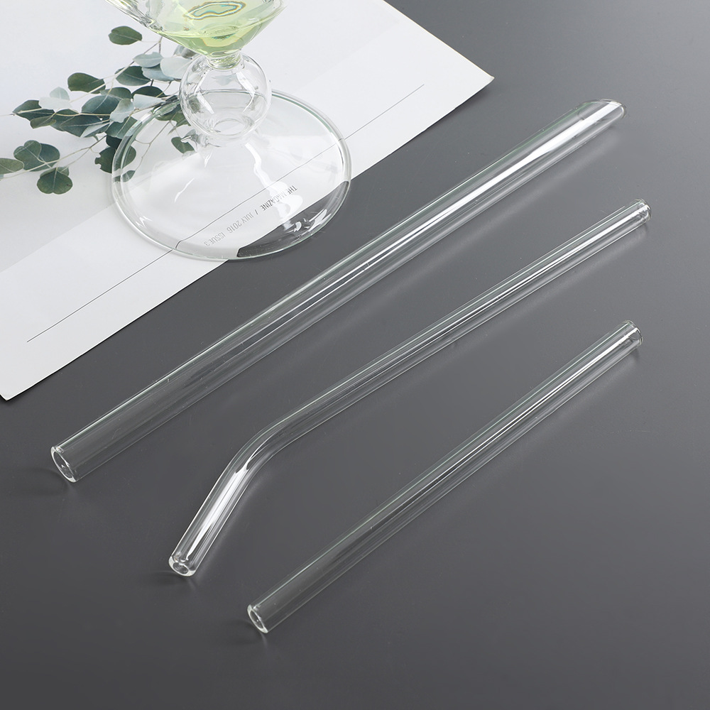 厂家批发高硼硅玻璃吸管直管弯管玻璃吸管套装奶茶吸管搅拌棒