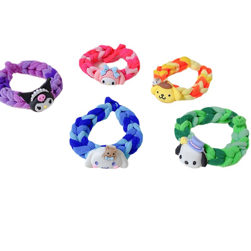 2023 New Sanrio Rubber Band DIY Woven Homemade Cartoon Hair Band Bracelet Hairtie Couple Girlfriends Carrying Strap