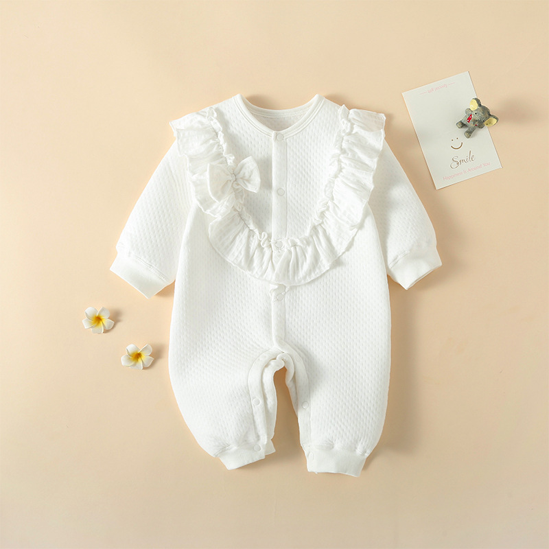 Western Style Baby Clothes Baby Girl Bow Princess Romper Cute Newborn Jumpsuit Full Moon Romper