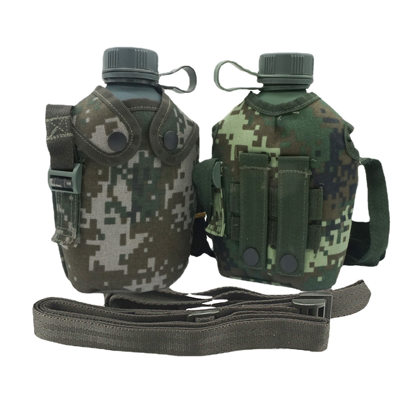 工厂批发户外运动水壶3522军迷战术壶军马神便携加厚背带训练水壶