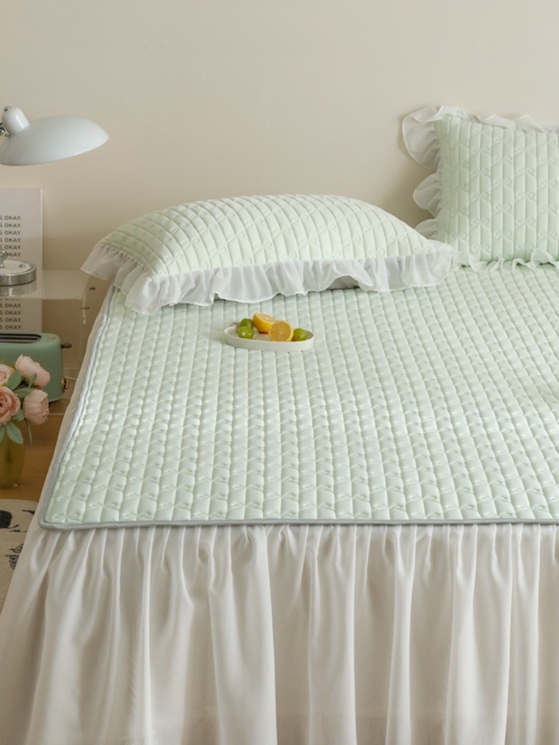 ali6新夏季乳胶凉席床裙款三件套夏天冰丝床罩软席子凉感丝床单带