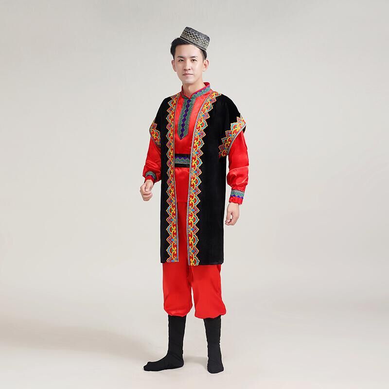 新款男士新疆舞演出服装 新疆维吾尔族服装 男少数民族舞蹈表演服
