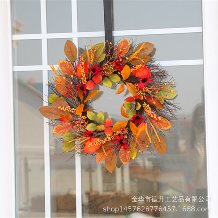 DSEN Factory Wholesale Cross-Border E-Commerce Autumn Color Thanksgiving Harvest Festival Maple Leaf Heliosphere Garland Home Decoration