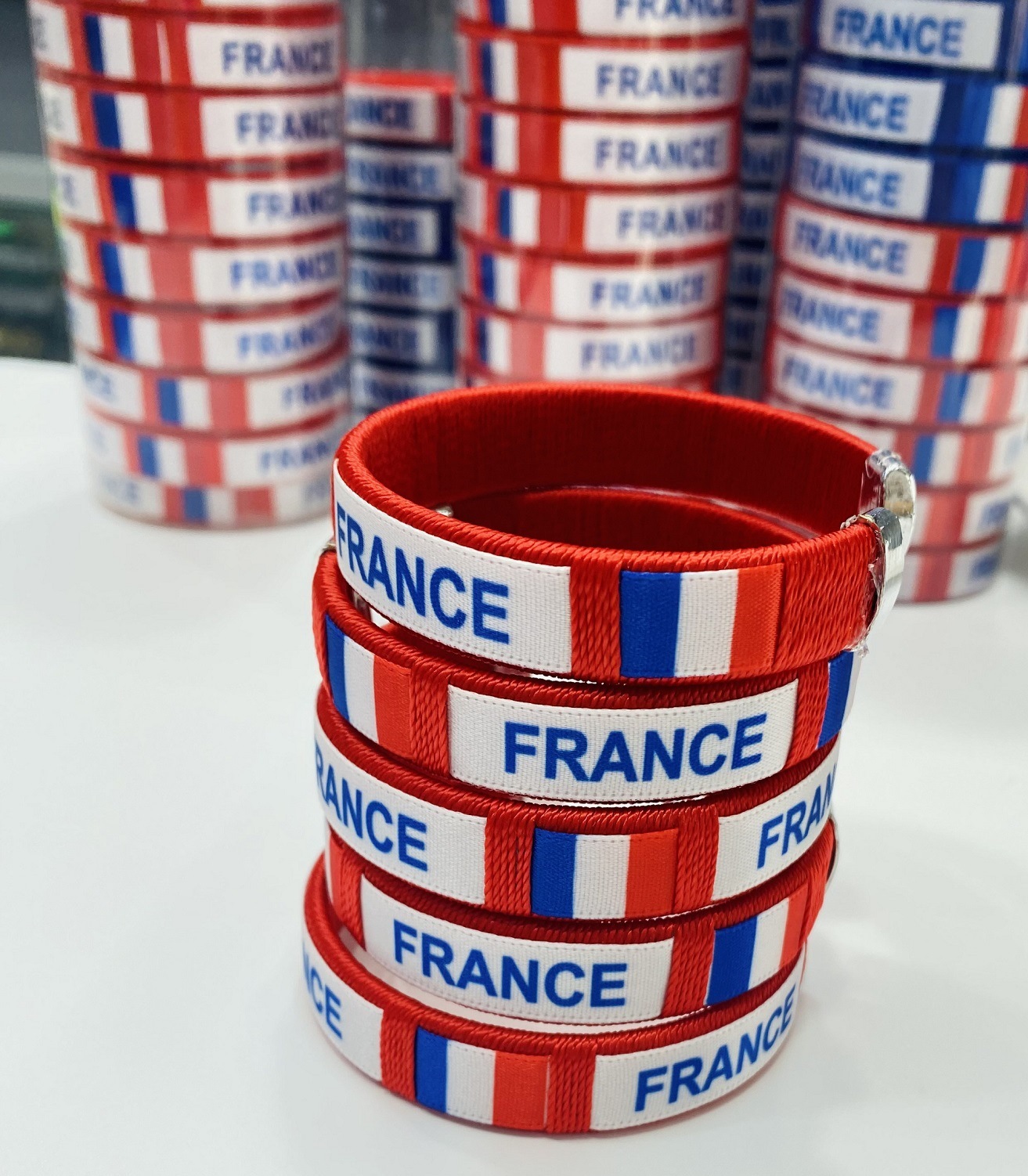 In Stock C- Type Bracelet France Paris Olympic Games France Flag Pattern Braided Bracelets Wristband Factory Direct Sales