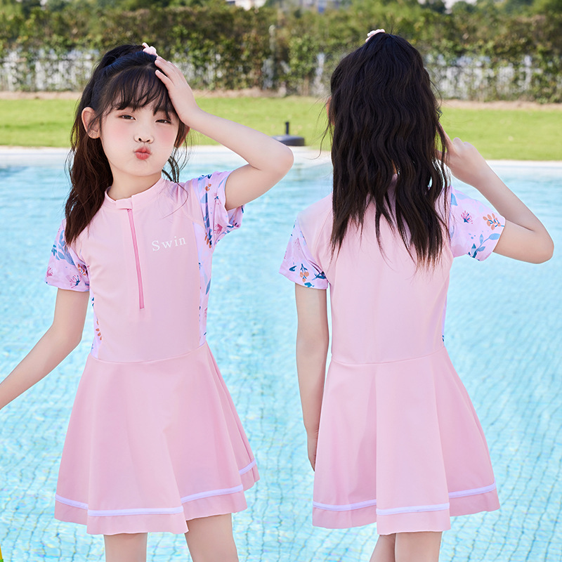 Children's Swimsuit Summer New Toddler Children Teens Girls Casual Wading Sports Swimsuit Swimming Dress Student Swimming Equipment