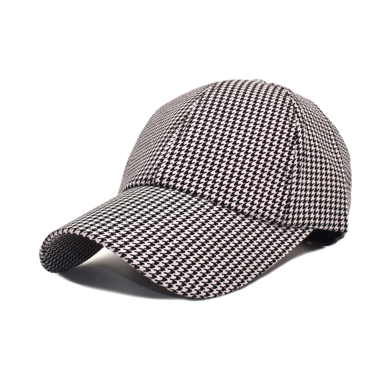 Foreign Trade Ladies New Plaid Printed Baseball Cap Female Korean Style Outdoor Travel Warm Hat Sun-Poof Peaked Cap Tide