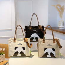 可爱熊猫印花单肩包包女卡通大容量托特包学生手提书包休闲通勤包